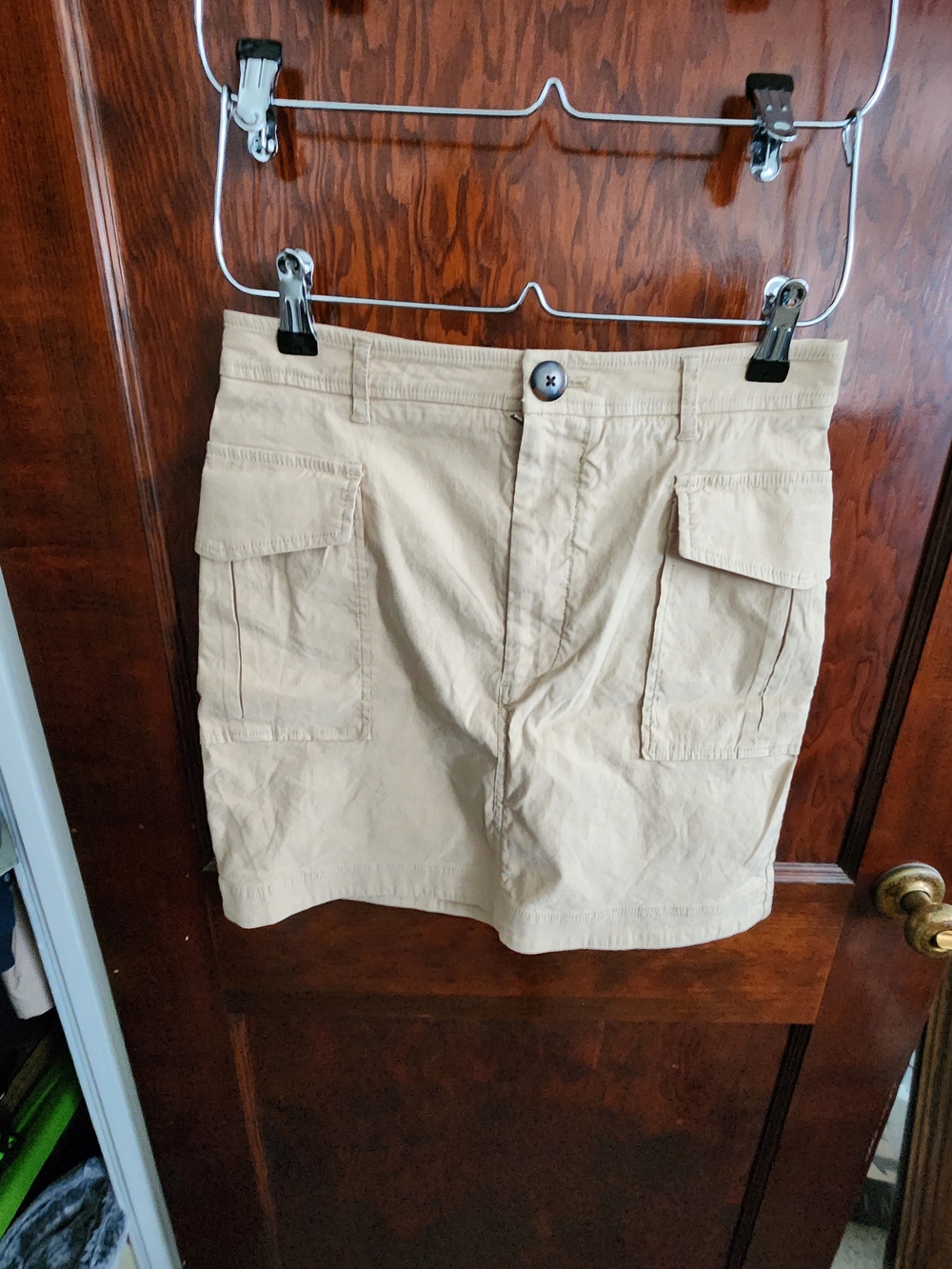 NWT Anthropologie Maeve Beige Tan Utility Cargo Mini Skirt